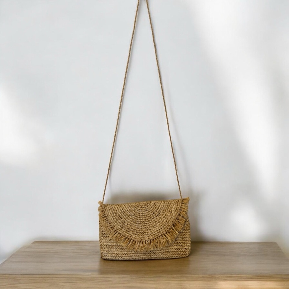 Straw Fringe Crossbody Bag - Picture 2 of 8